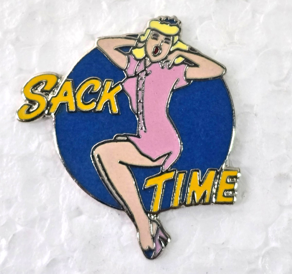 Vintage USAF Army Nose Art Pinup Girl "Sack Time" Lapel Hat Pin Tie Tac WWII